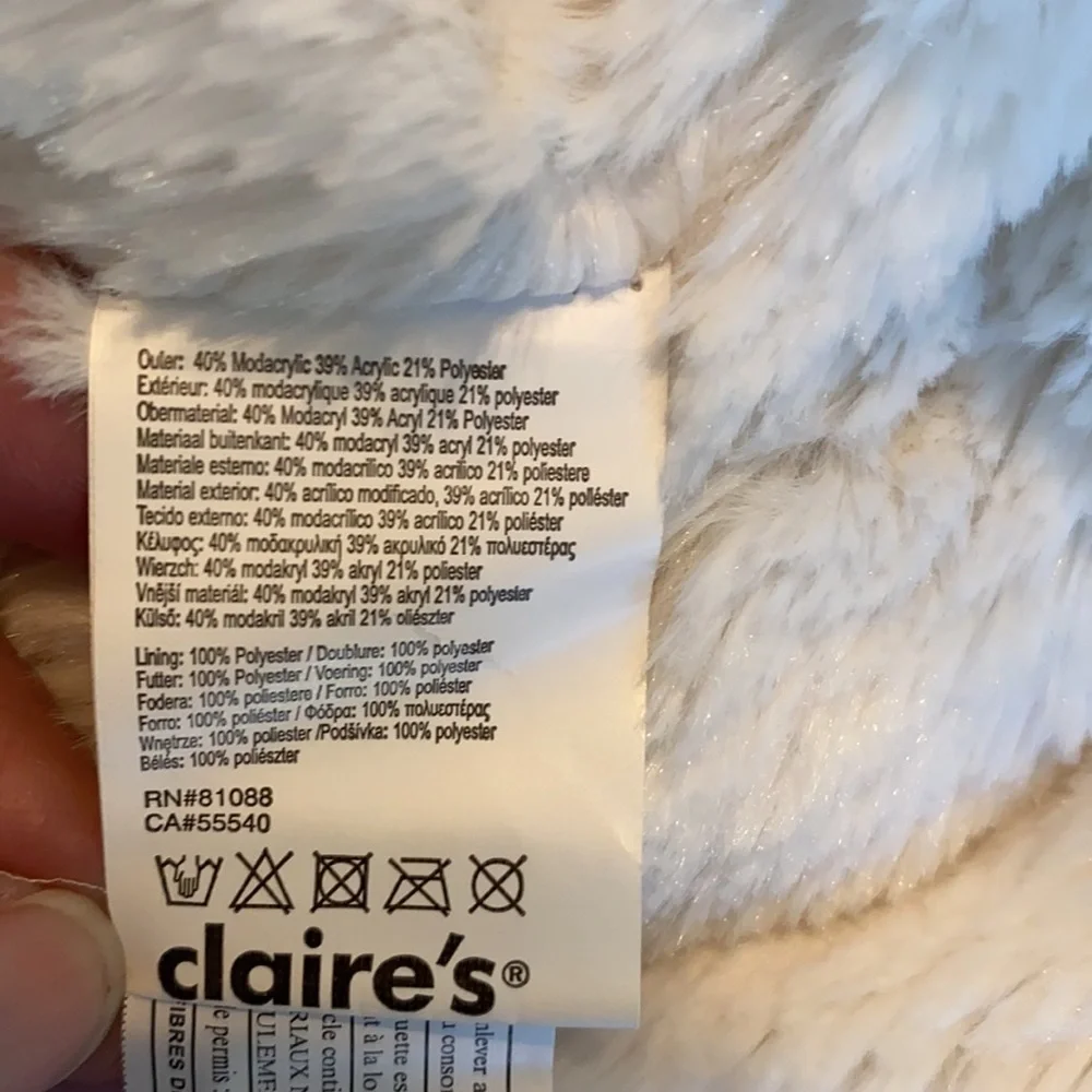 Claire’s Reindeer Faux Fur Beanie Scarf with hand Pockets